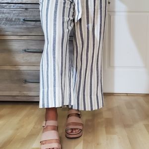 Mason & Belle striped linen high waist wide leg pants size 10